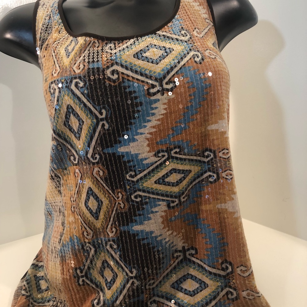Chico’s sequin front tank; brown back; size 3